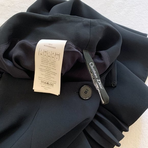 Dior dark navy mini pleated silk skirt FR 36 2 4 - Picture 7 of 12